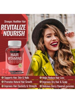 Toplux Hair Vitamins Gummies Supplement – Faster Hair Growth Gummy 5000mcg Biotin, Folic Acid, Vitamin C & E, Support Stronger & Thicker Hair, Skin, Nails, Non-GMO, for Men Women, 60 Berry Flavored Gummies  - Image 3