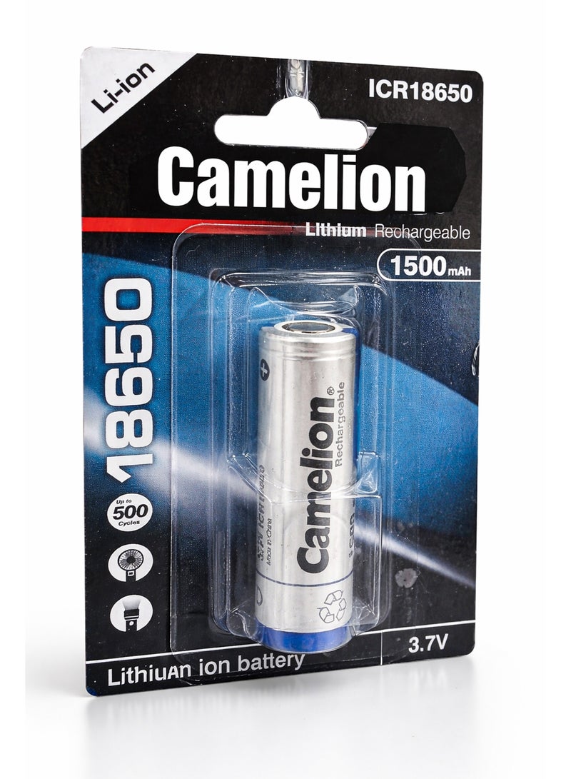 Camelion ICR18650 Rechargeable Battery 1500mAh 3.7V – Lithium Ion Battery for Flashlight, Toys, Camera, Power Bank & 18650 Devices - Image 1