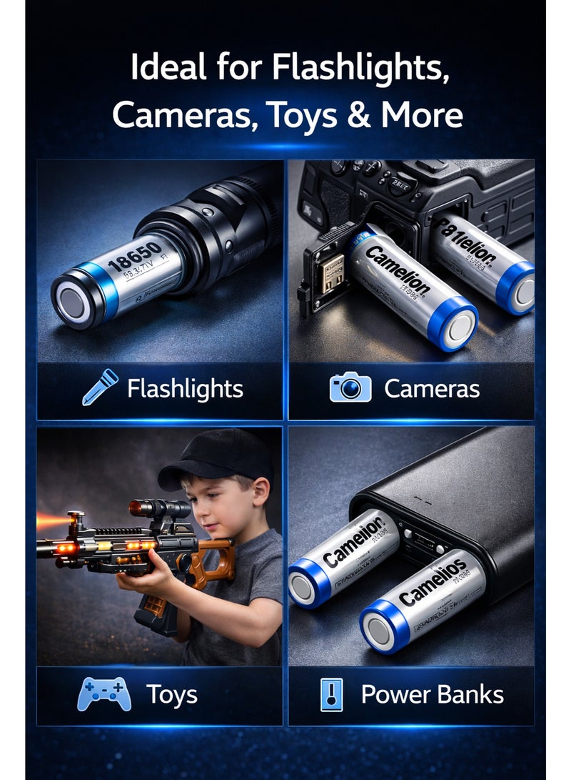 Camelion ICR18650 Rechargeable Battery 1500mAh 3.7V – Lithium Ion Battery for Flashlight, Toys, Camera, Power Bank & 18650 Devices - Image 4