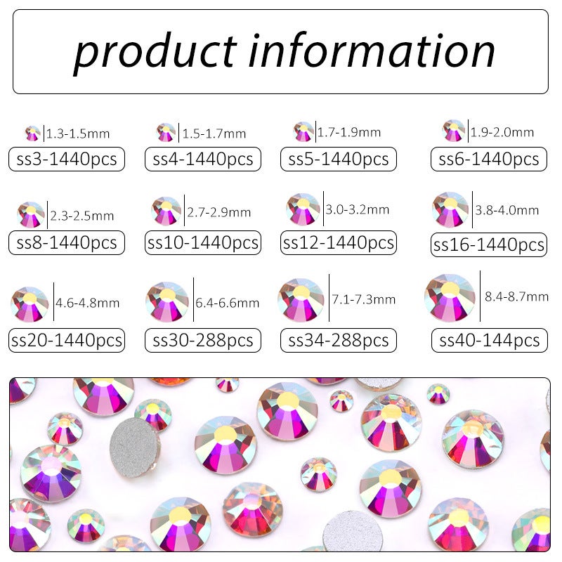 Nail Art Rhinestones, Whole Batch Of Sparkling Small Round Flat-Back Rhinestones For Nails, Style, Bagged Crystal Glass Rhinestones, Nail Art Decoration Rhinestones - Image 5