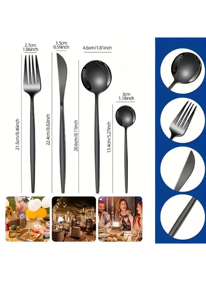 8 Piece Black Cutlery Set Portuguese Style Stainless Steel Dinner Knife Fork Spoon - Image 3