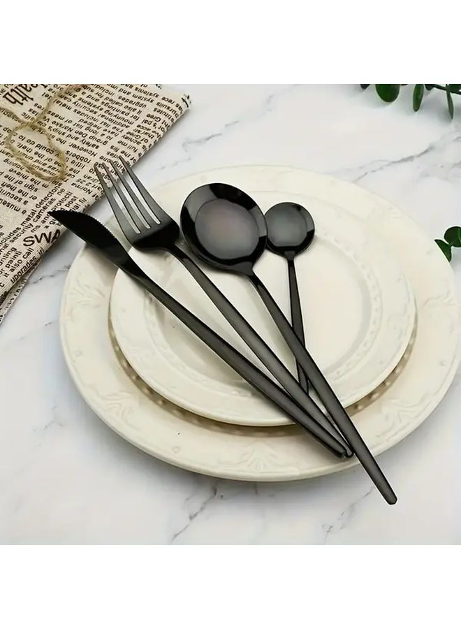 8 Piece Black Cutlery Set Portuguese Style Stainless Steel Dinner Knife Fork Spoon - Image 5