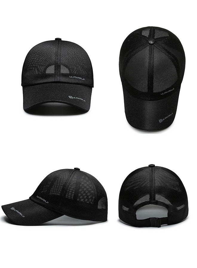 كاي روي قبعة بيسبول شبكية، قبعة قابلة للتعديل وجيدة التهوية، قبعة للنساء والرجال، قبعة سريعة الجفاف، قبعة سائق كاجوال، قبعة شبكية كاجوال ذات قمة مدببة، أسود - Image 5