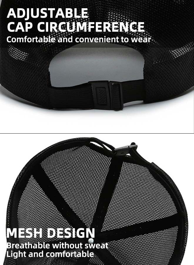 كاي روي قبعة بيسبول شبكية، قبعة قابلة للتعديل وجيدة التهوية، قبعة للنساء والرجال، قبعة سريعة الجفاف، قبعة سائق كاجوال، قبعة شبكية كاجوال ذات قمة مدببة، أسود - Image 4