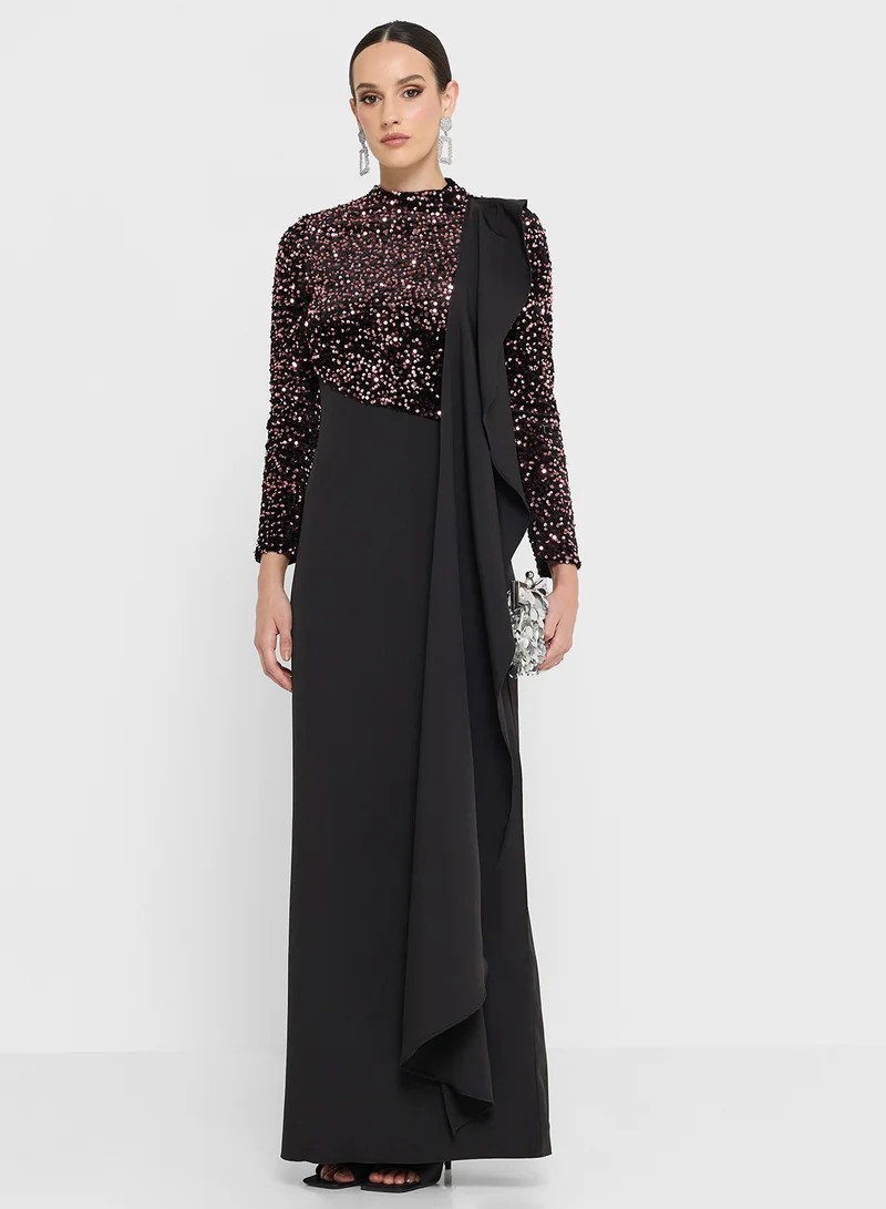 Namshi x Contrast Toned Drapped Dress