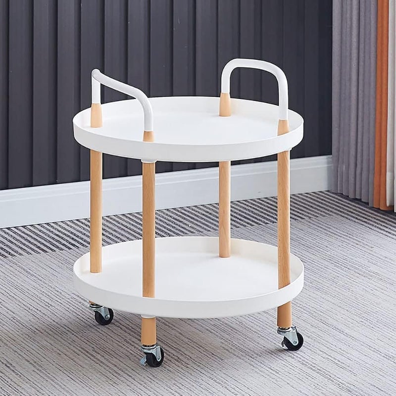 VBM 360 Rotate Round Coffee Table Sofa Side Snack Table Resistant Utility Cart On Wheels Rolling Storage Cart Multifunctional Rackserving Table for Kitchen Living Room Bedroom Nightstand and Balcony