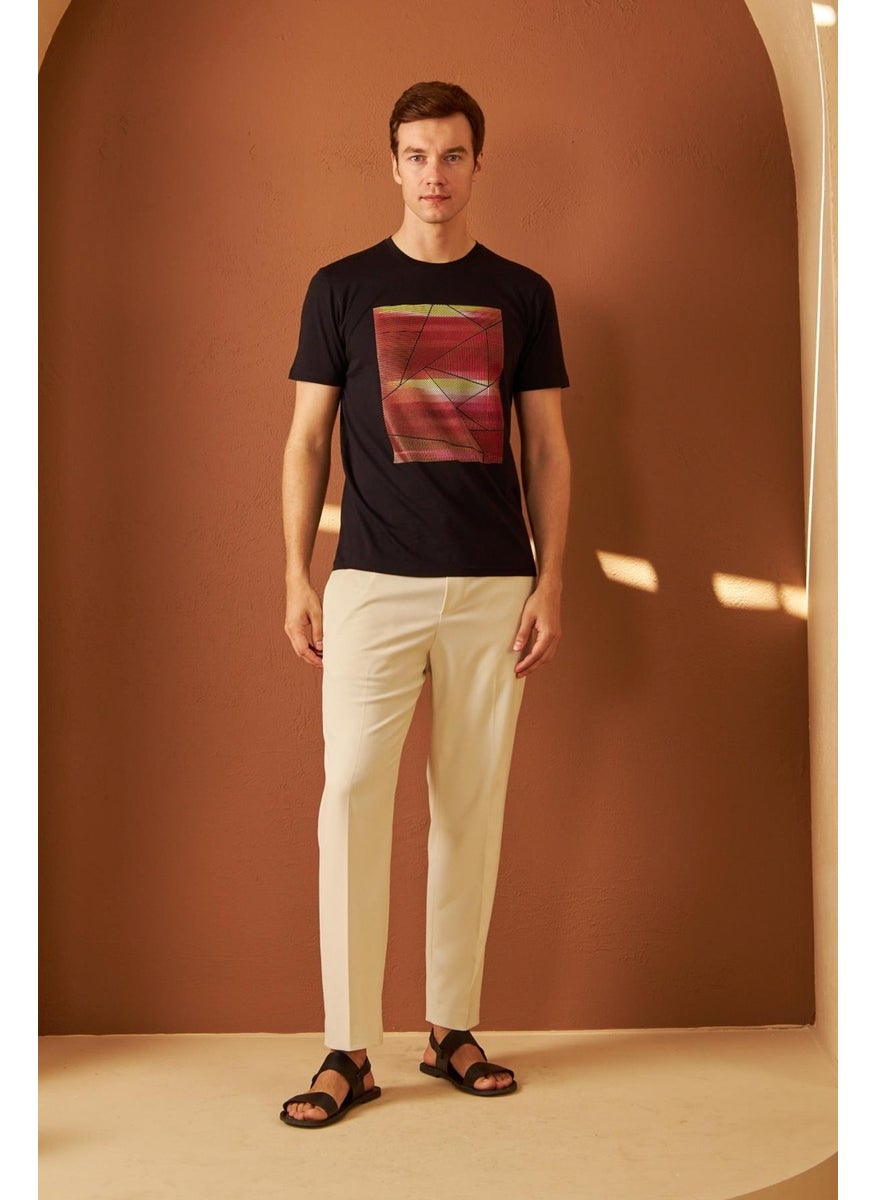 Odelon Men's Comfort Fit Printed Cotton T-Shirt Black MARS17  - Image 2