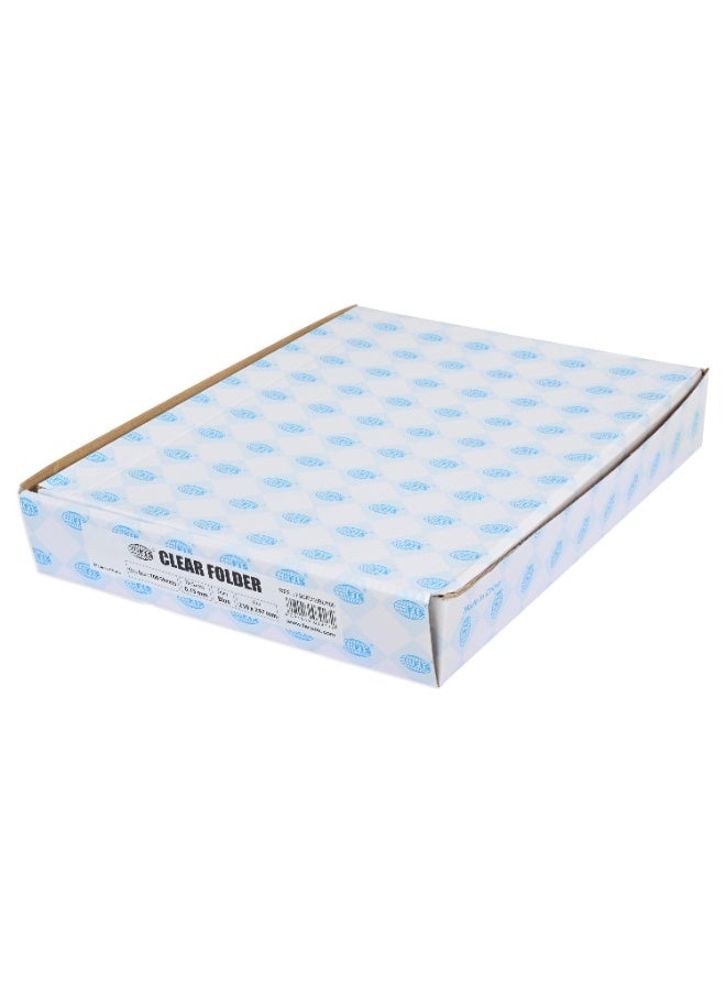 FIS Clear Folder, Size A4(210x297mm), Thickness 0.15mm, Plastic, Box of 100 Pieces, Transparent Blue Color-FSCIE310BL/100 - Image 2