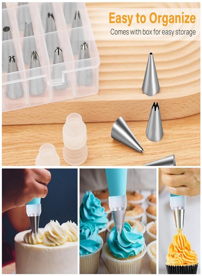 GZMAISULEE 40PCS Piping Bags and Tips Set 12 Inch Pastry Bags Cakes Decorating Kit Supplies, 10 Icing Bags Disposable with 1 Reusable Piping Bags, 24 Frosting Tips, 2 Couplers, 1 Storage Box - Image 5