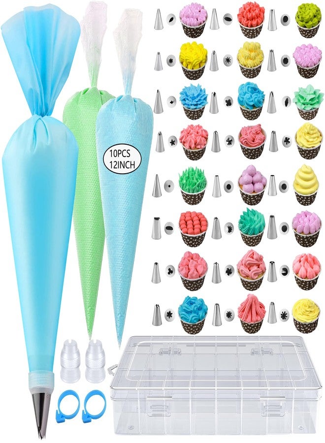 GZMAISULEE 40PCS Piping Bags and Tips Set 12 Inch Pastry Bags Cakes Decorating Kit Supplies, 10 Icing Bags Disposable with 1 Reusable Piping Bags, 24 Frosting Tips, 2 Couplers, 1 Storage Box - Image 1
