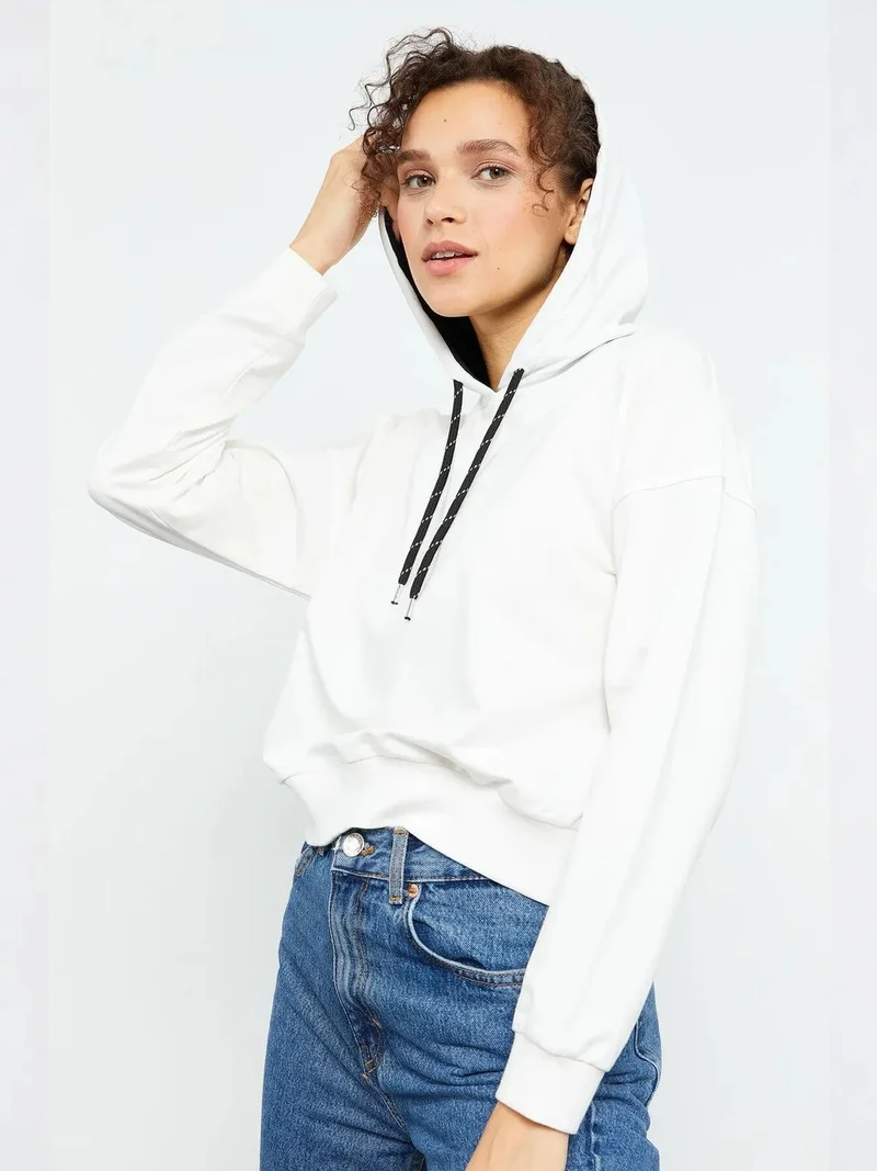 TOMMYLIFE TOMMY Relaxed Hooded Sweatshirt With Tie Detail