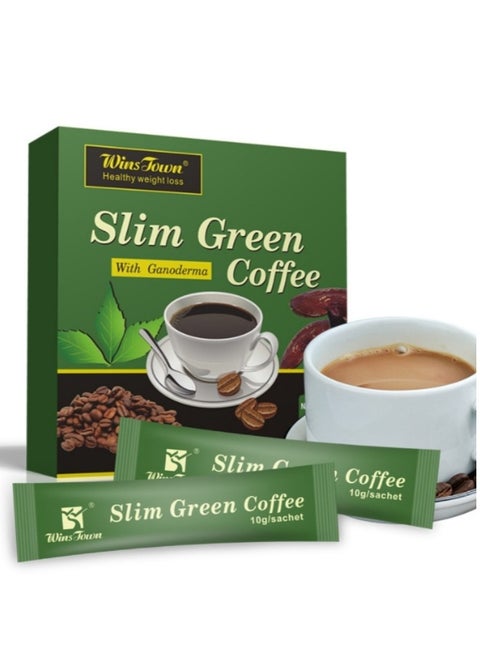 Light green slimming Ganoderma lucidum coffee, a cup before meals to achieve weight loss, a box of 18 sticks