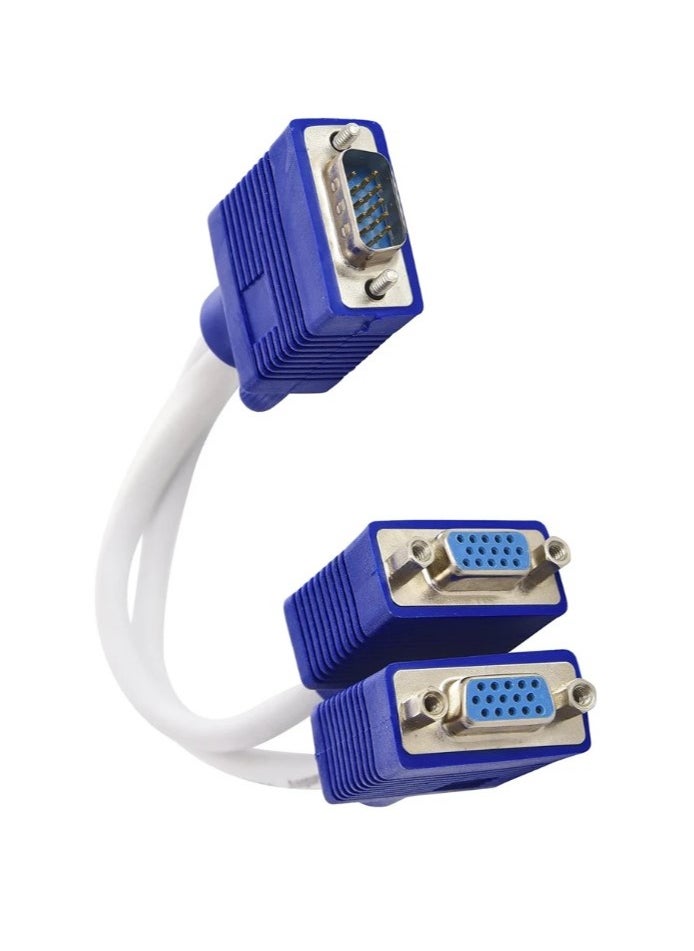 Generic 503-74 VGA Y-splitter 1 to 2, Passive - White & Blue  - Image 1