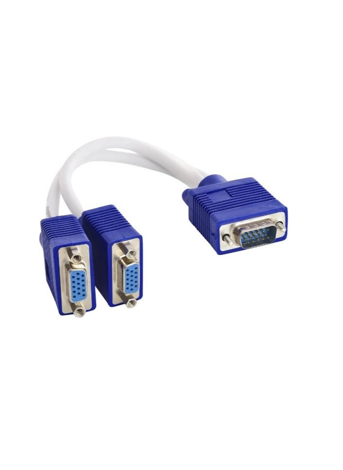 Generic 503-74 VGA Y-splitter 1 to 2, Passive - White & Blue  - Image 2