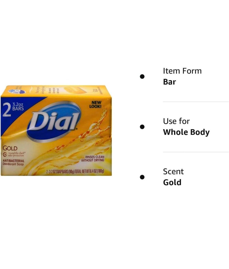 Dial Gold Antibacterial Deodorant Soap, 2 Pack, Total Net Wt 6.4 oz - Image 4