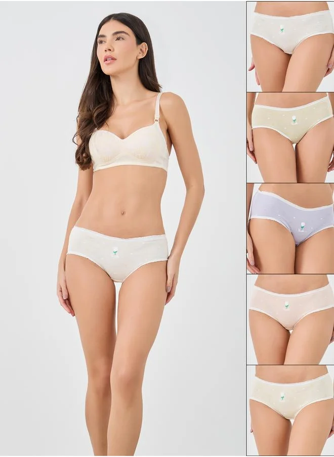 Styli Styli Pack of 5 - Printed Full Briefs with Contrast Trim