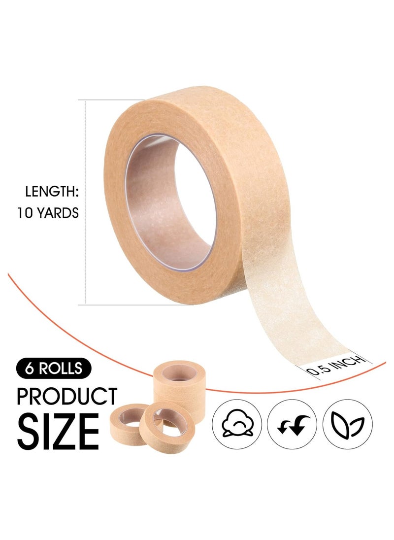 MileMelo - 6 Rolls Flexible Skin Tape Breathable Nose Tape Self Adhesive Gauze Tape for Wound Injuries Swelling Sports, Brown (0.5 in x 10 Yd) - Image 1