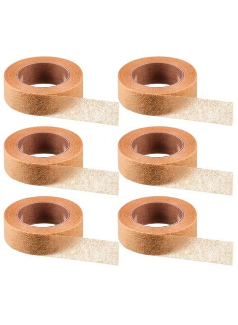 6 Rolls Flexible Skin Tape Breathable Nose Tape Self Adhesive Gauze Tape for Wound Injuries Swelling Sports, Brown (0.5 in x 10 Yd)