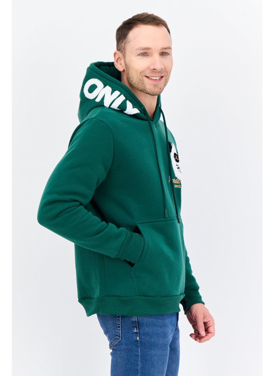 MEMBERS ONLY - Men Hooded Embroidered Long Sleeves Sweatshirt, Green - Image 1