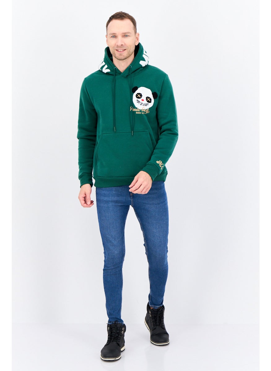 MEMBERS ONLY - Men Hooded Embroidered Long Sleeves Sweatshirt, Green - Image 1
