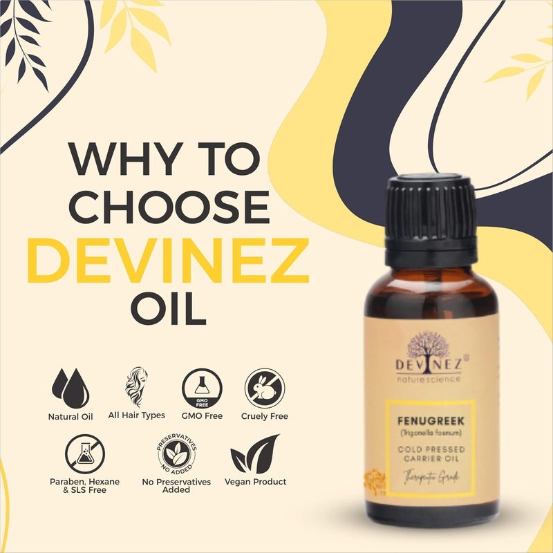 Devinez Fenugreek Methi Cold Pressed Oil 15ml in Glass Bottle 100 Pure Natural Undiluted For Massage Hair Care Dandruff Hair Care skin irritation Acne reduction Skin care - Image 2