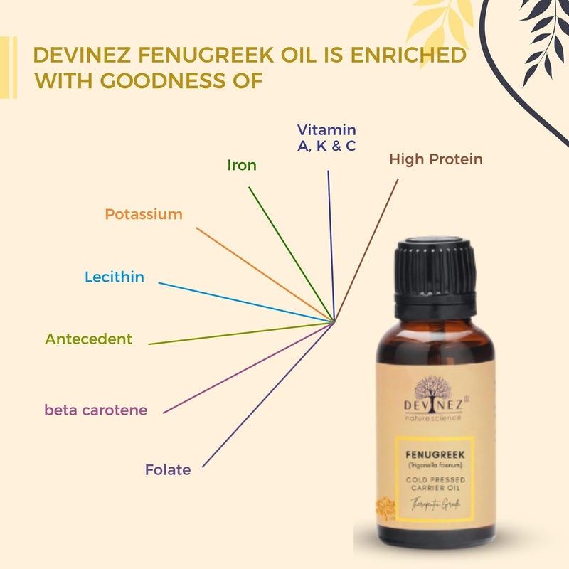 Devinez Fenugreek Methi Cold Pressed Oil 15ml in Glass Bottle 100 Pure Natural Undiluted For Massage Hair Care Dandruff Hair Care skin irritation Acne reduction Skin care - Image 5