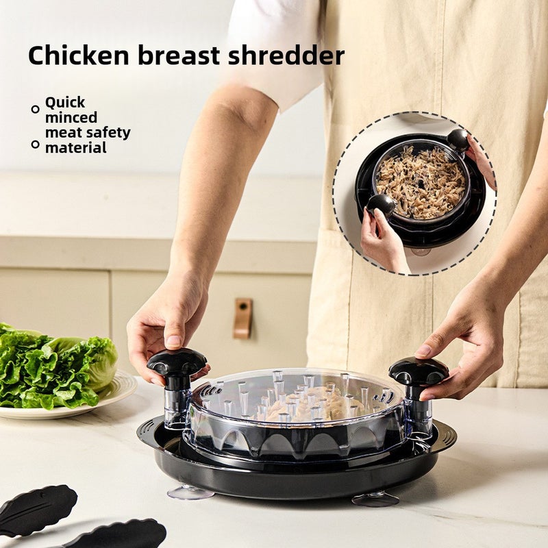 Multifunctional Chicken Breast Salad Shredder with Suction Cup at the Bottom, Non-Hot Hand-Shredded Meat Shredder, Manual Meat Grinder(black) - Image 2