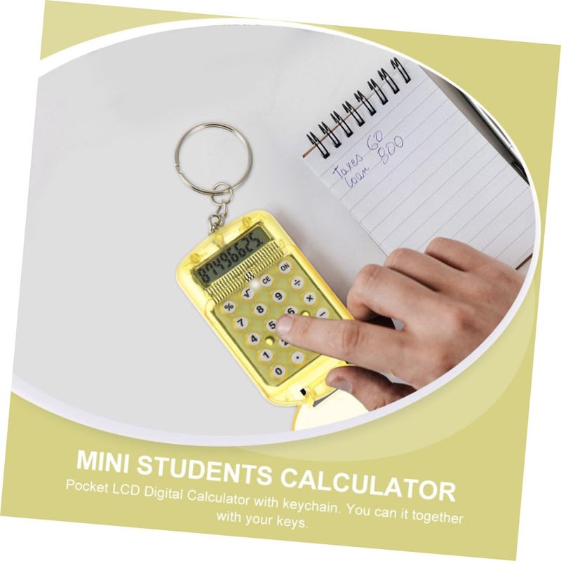 4pcs Mini Ring Shaped Keychain Calculator Portable Pocket For Students Yellow - Image 4