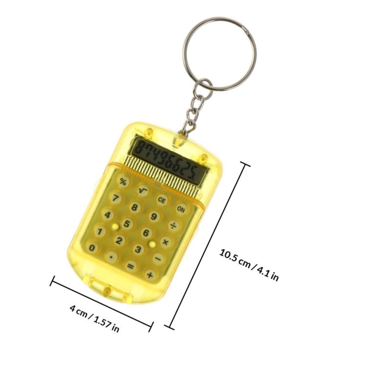 4pcs Mini Ring Shaped Keychain Calculator Portable Pocket For Students Yellow - Image 3