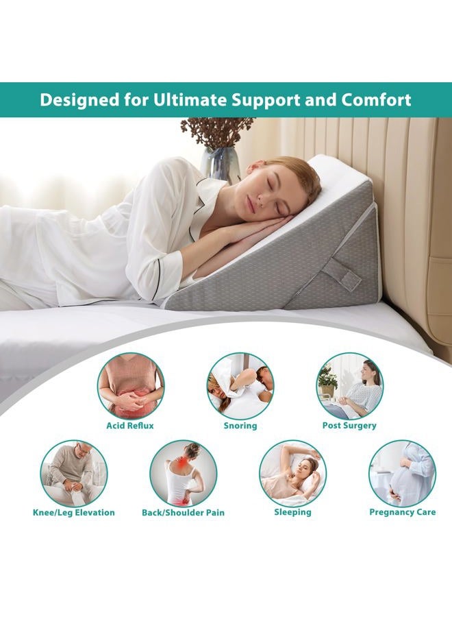 Bedluxe Wedge Pillow for Sleeping, Adjustable 9&12 Inch Foldable Bed Wedge Pillow Set, Orthopedic Memory Foam Triangle Pillows Wedge, 7-in-1 Elevated Pillows for Leg and Back Support, White/Grey - Image 5