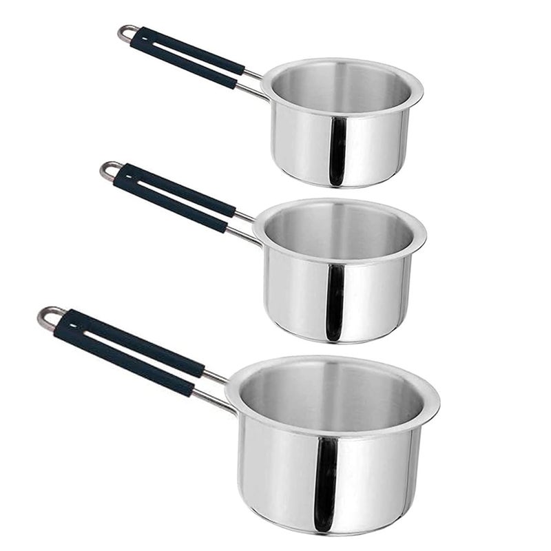 IDEAL PRIME Even Heat Distribution Aluminium Saucepan Set of 31152 Liter Durable Alu Milk Pan Tea Pan Tapeli Patila Donga Cookware Set Pack of 3 - Image 1