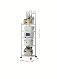 MT 5 Layer Storage Rack , Five Tier Movable Storage Rack with Hooks and 4 Universal 360 Degree Wheels , Multipurpose Storage Shelf for Kitchen , Room or Bathroom  - Image 3