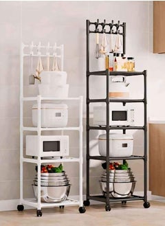 MT 5 Layer Storage Rack , Five Tier Movable Storage Rack with Hooks and 4 Universal 360 Degree Wheels , Multipurpose Storage Shelf for Kitchen , Room or Bathroom  - Image 5