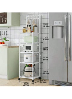 5 Layer Storage Rack , Five Tier Movable Storage Rack with Hooks and 4 Universal 360 Degree Wheels , Multipurpose Storage Shelf for Kitchen , Room or Bathroom - pzsku/Z2533AAE1D1A5750A4ACAZ/45/_/1728804242/f58b91b5-f649-410e-977b-1b891a11e099