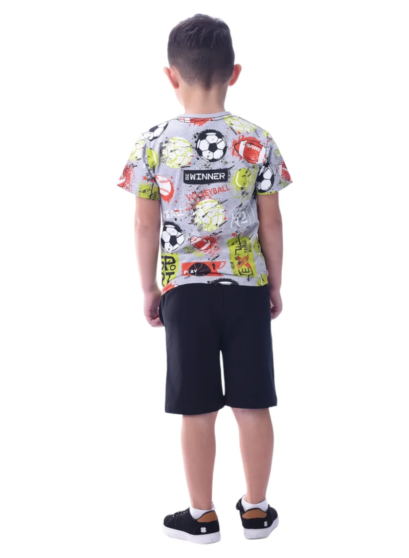 victor and jane Victor & Jane Boys' Comfortable 2-Piece T-Shirt & Shorts Set (2-8 Years)- Multicolor, 100% Cotton