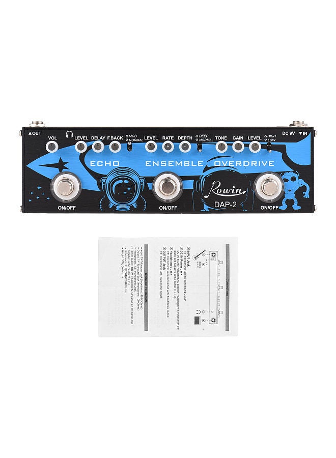 Generic ROWIN 3-in-1 Guitar Multi Effects Pedal Echo/Ensemble/Overdrive Aluminum Alloy Shell with True Bypass Function Portable Electric Guitar Effect Pedal DC 9V 6.35mm Input/Output Interface  - Image 3