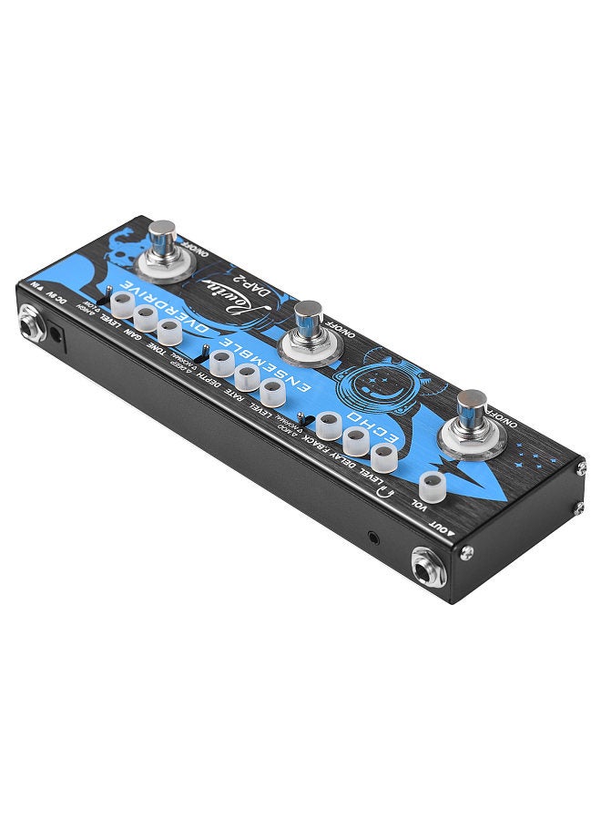Generic ROWIN 3-in-1 Guitar Multi Effects Pedal Echo/Ensemble/Overdrive Aluminum Alloy Shell with True Bypass Function Portable Electric Guitar Effect Pedal DC 9V 6.35mm Input/Output Interface  - Image 5