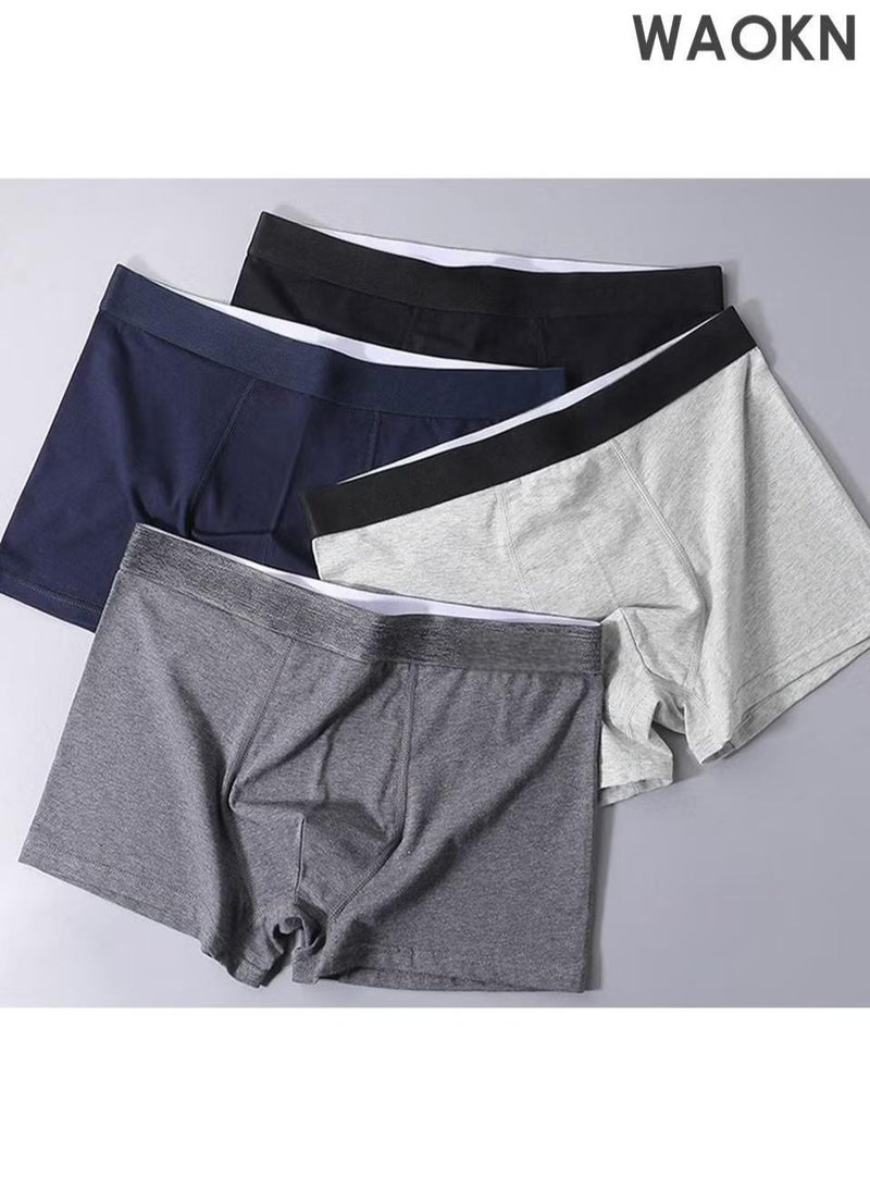 WAOKN 4 * PACK Men's Pure Cotton Underwear, Graphene antibacterial Crotch Bottom Fabric, Skin Friendly, Breathable and Comfortable, Moisture-Wicking Cotton Boxer Briefs U-shaped Comfortable Breathable Underwear Fashion Men's Boxer Briefs - Image 3