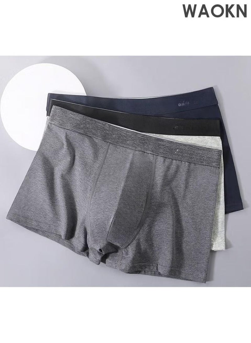 WAOKN 4 * PACK Men's Pure Cotton Underwear, Graphene antibacterial Crotch Bottom Fabric, Skin Friendly, Breathable and Comfortable, Moisture-Wicking Cotton Boxer Briefs U-shaped Comfortable Breathable Underwear Fashion Men's Boxer Briefs - Image 4
