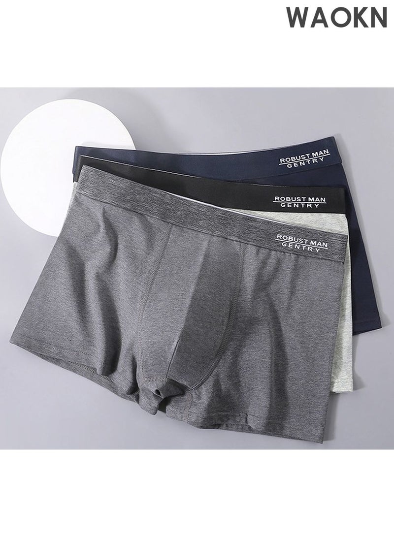 WAOKN 4 * PACK Men's Pure Cotton Underwear, Graphene antibacterial Crotch Bottom Fabric, Skin Friendly, Breathable and Comfortable, Moisture-Wicking Cotton Boxer Briefs U-shaped Comfortable Breathable Underwear Fashion Men's Boxer Briefs - Image 5