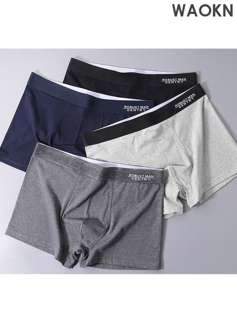 WAOKN 4 * PACK Men's Pure Cotton Underwear, Graphene antibacterial Crotch Bottom Fabric, Skin Friendly, Breathable and Comfortable, Moisture-Wicking Cotton Boxer Briefs U-shaped Comfortable Breathable Underwear Fashion Men's Boxer Briefs - Image 3