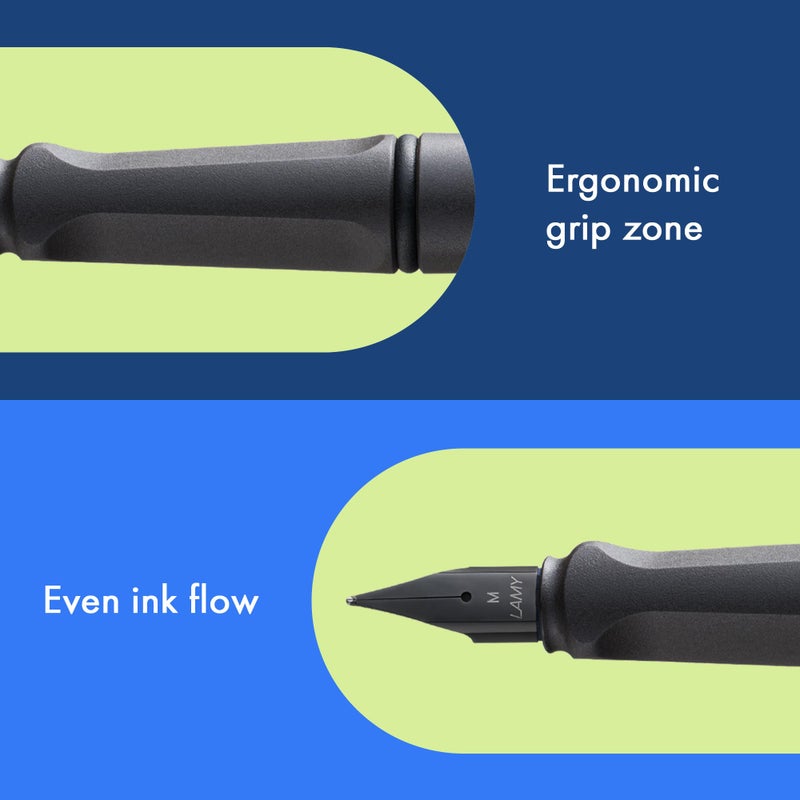 LAMY safari umbra - Fountain Pen with ergonomic grip & polished steel nib in size B - ideal for any Writing & Calligraphy - including LAMY T 10 blue cartridge - Right-Handed - Image 3