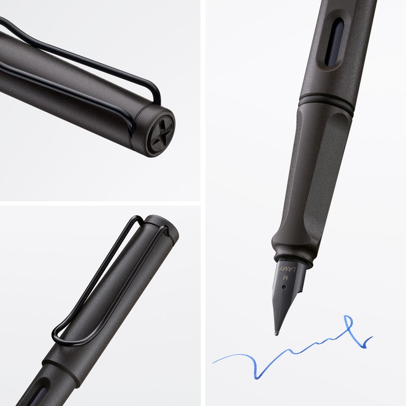 LAMY safari umbra - Fountain Pen with ergonomic grip & polished steel nib in size B - ideal for any Writing & Calligraphy - including LAMY T 10 blue cartridge - Right-Handed - Image 2