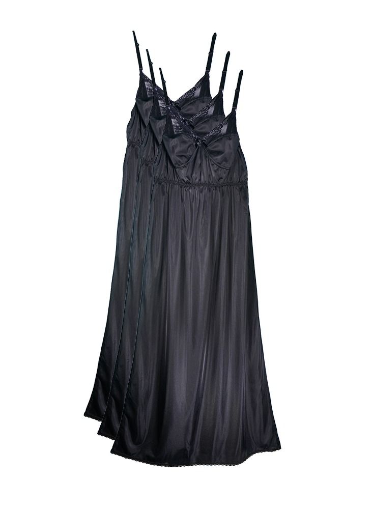 City Rose 3 - Pieces Women Camisole Comfortable dress underwear sleepwear Black - Image 1