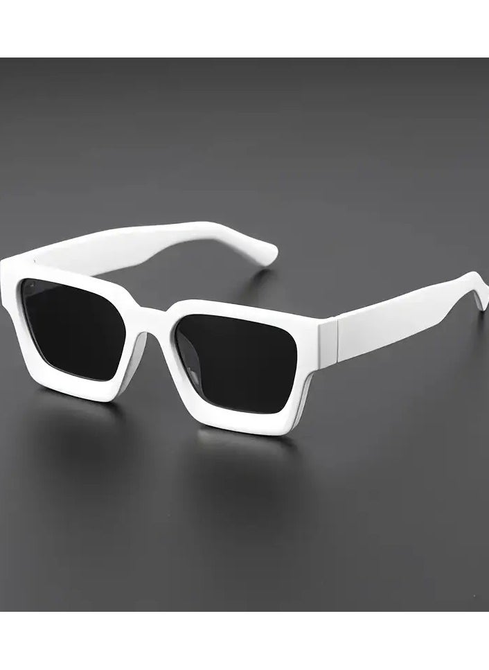 Retro White Square Frame Fashion Sunglasses – Stylish Party & Casual Wear | Perfect Gift Choice  - Image 2