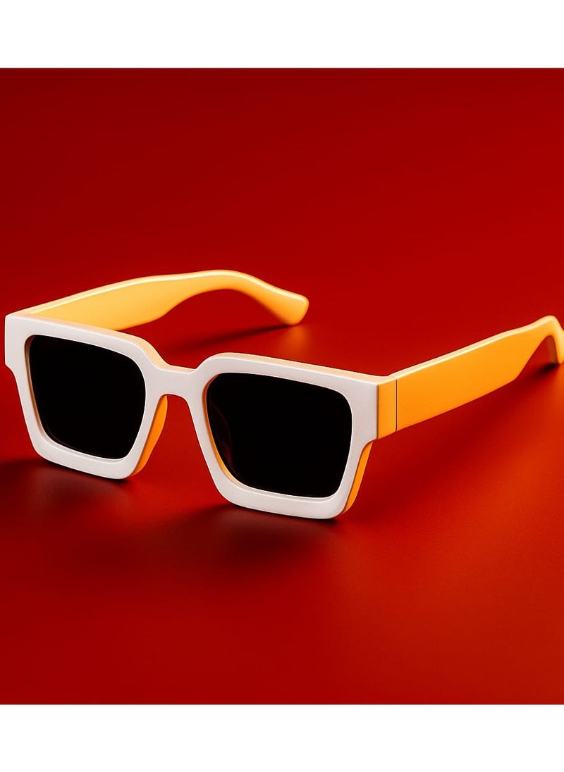 Retro White Square Frame Fashion Sunglasses – Stylish Party & Casual Wear | Perfect Gift Choice  - Image 1