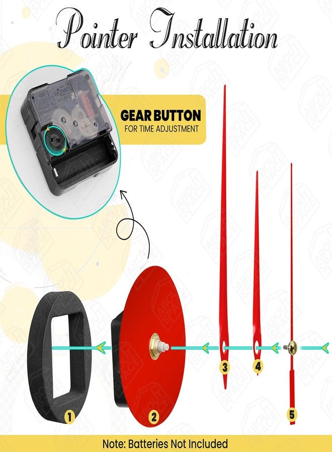 ABOUT SPACE ساعة حائط ABOUT SPACE - ساعة حائط لاصقة، بدون صوت تكتكة، بدون إطار، ساعة أكريليك تناظرية قابلة للتعديل، مناسبة لغرفة المعيشة، غرفة النوم، المكتب (أحمر - أرقام، كلمات)، 25 سم، 50 سم - Image 4