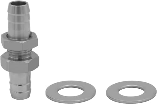 Fitvell Stainless Steel 5/16" Hose Barb Bulkhead Fitting Thru-Bulk Bulkhead Straight Hex Union with Flat Washers 2PCS - Image 4
