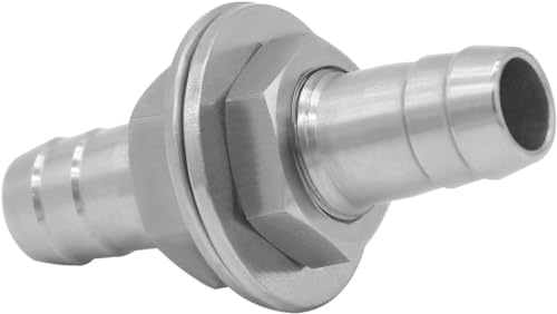 Fitvell Stainless Steel 5/16" Hose Barb Bulkhead Fitting Thru-Bulk Bulkhead Straight Hex Union with Flat Washers 2PCS - Image 3
