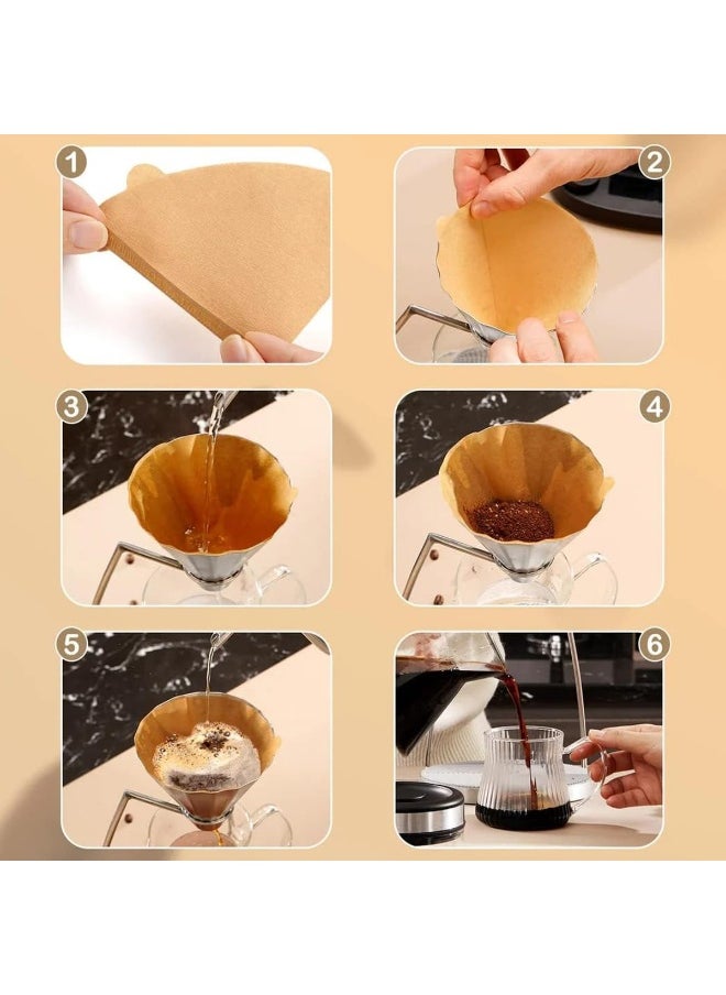 ECVV - 100 Count Disposable Coffee Paper Filters 2-4 Cups, V60 Coffee Filters V-Shaped Unbleached Disposable Coffee Filters, V-Shaped Paper Fits For Drip And Compatible With Pour Over Coffee Maker - Image 1